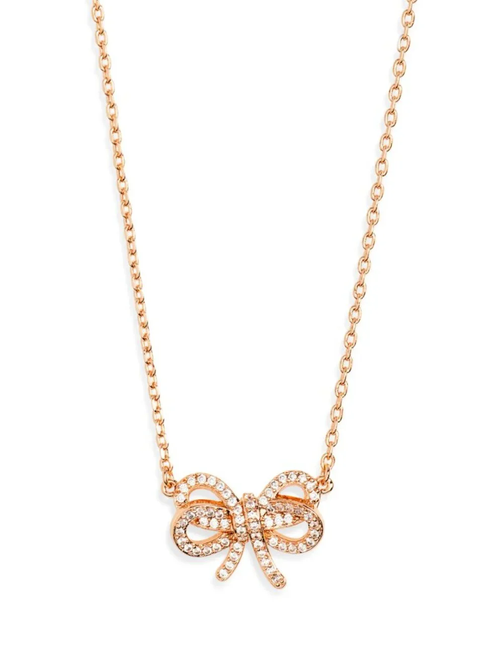 Kate Spade Bow Meets Girl Pavé CZ Bow Necklace Rose Gold NIB - Picture 3 of 7